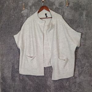 Anthropologie Light Gray Open-Front Sweater Cardigan One Size Womens